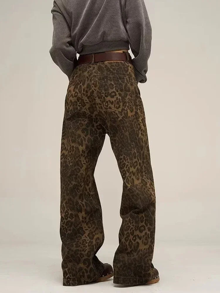 pantalones estampado leopardo - pantalones de pierna ancha 