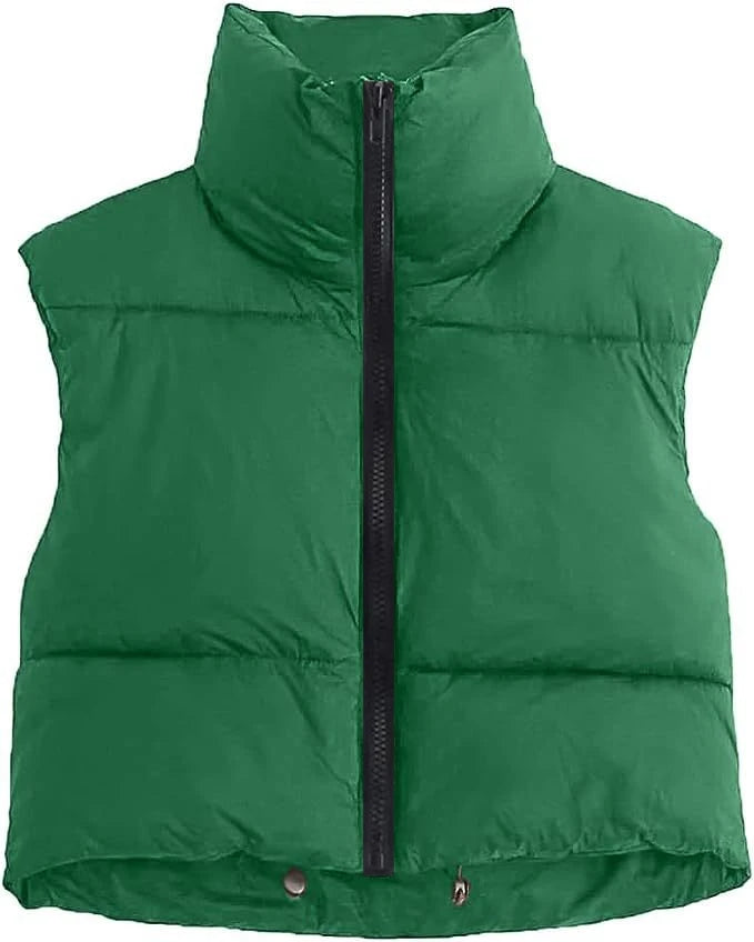 Women's Black Puffer Vest - Sleeveless Winter Outerwear