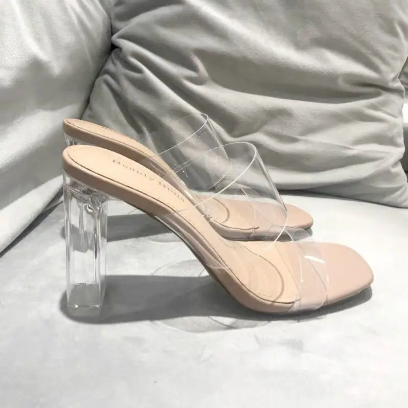 Tacones transparentes - tacones claros - sandalias con punta abierta 