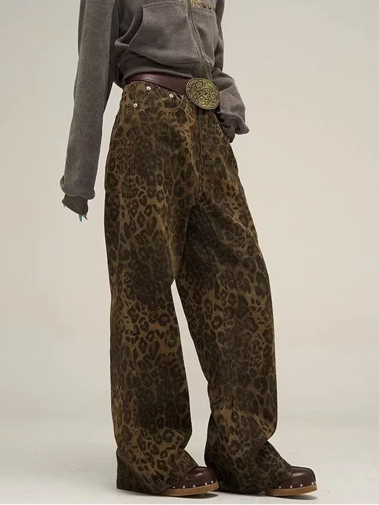 pantalones estampado leopardo - pantalones de pierna ancha 