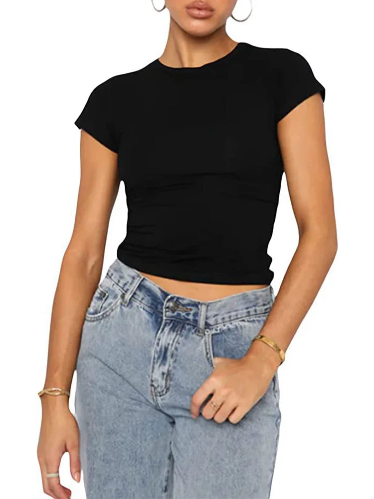 Camiseta Básica Ajustada - Ropa Casual Cómoda y Versátil para Mujer