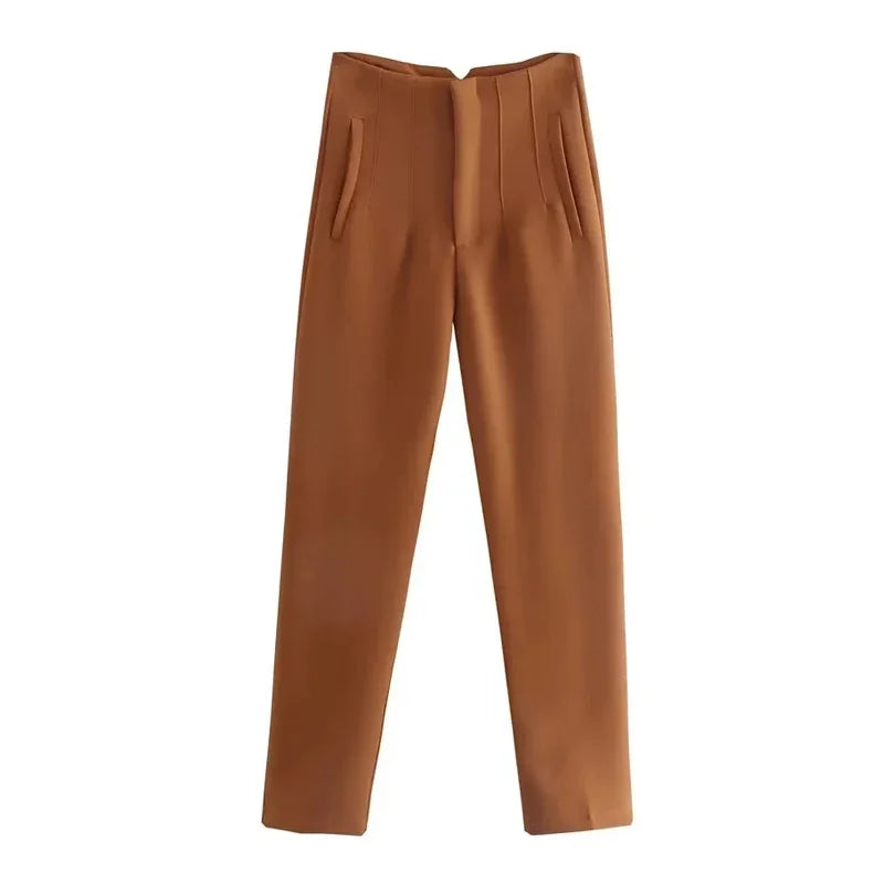 pantalones de cintura alta para mujer - pantalones casuales - pantalones entallados