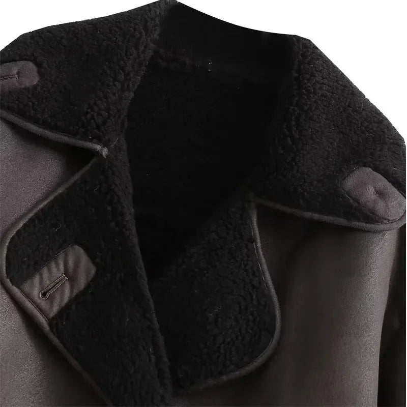 Abrigo de lana a la moda - chaqueta tipo capa para invierno 