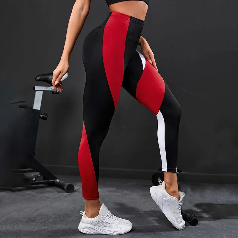 leggings de cintura alta - leggings de bloques de color - leggings de gimnasio