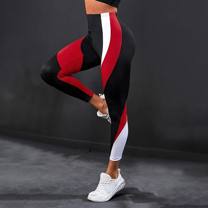 leggings de cintura alta - leggings de bloques de color - leggings de gimnasio